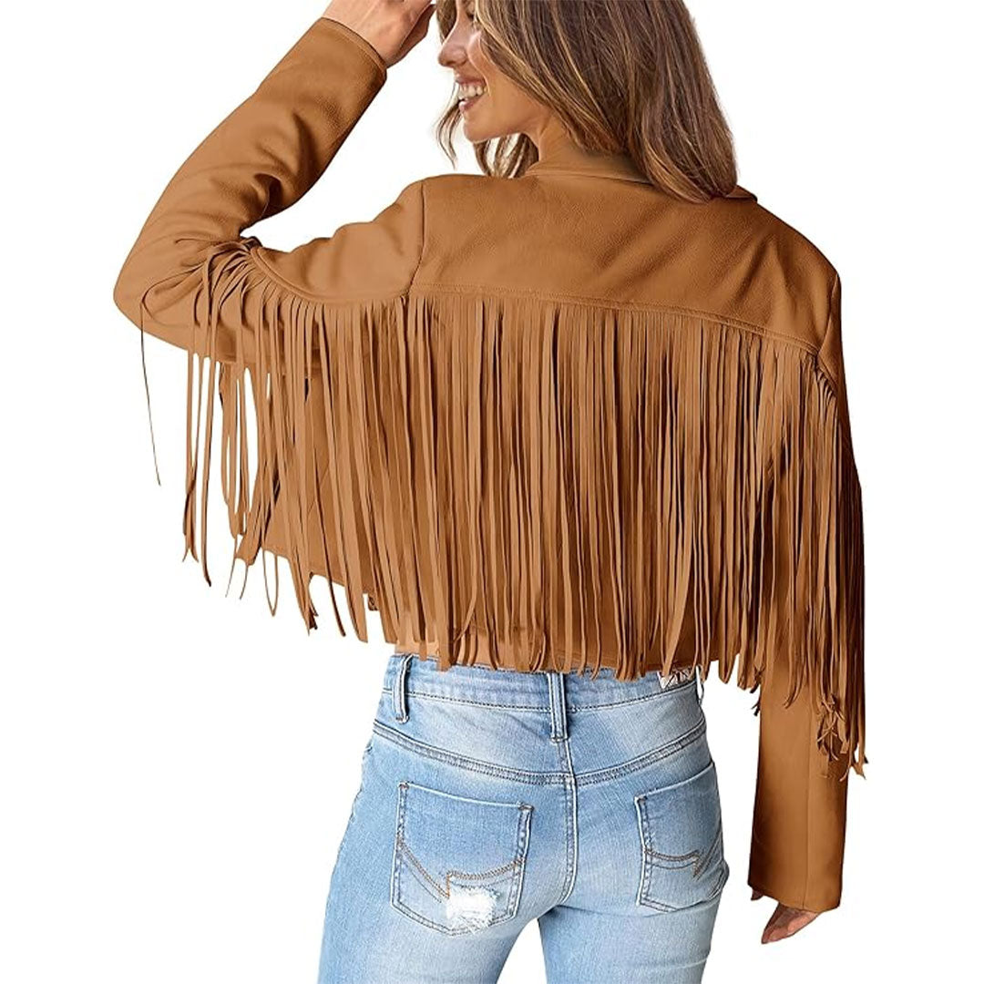 Women's Moto Fringe Suede Leather Jacket