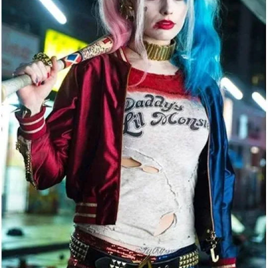 Suicide Squad Harley Quinn Red & Blue Bomber Jacket