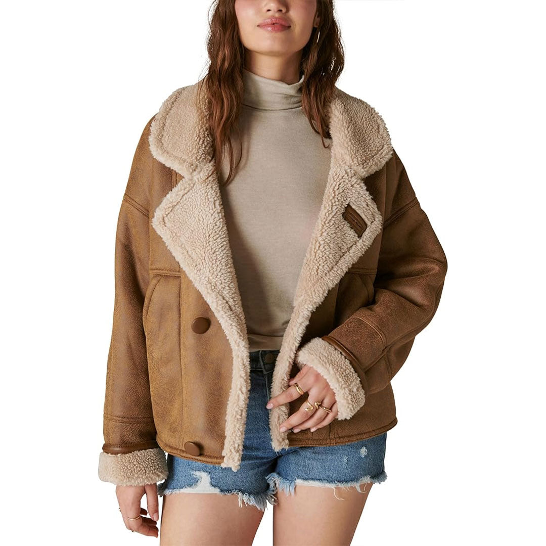 Women's Moto Shearling Fur Leather Jacket