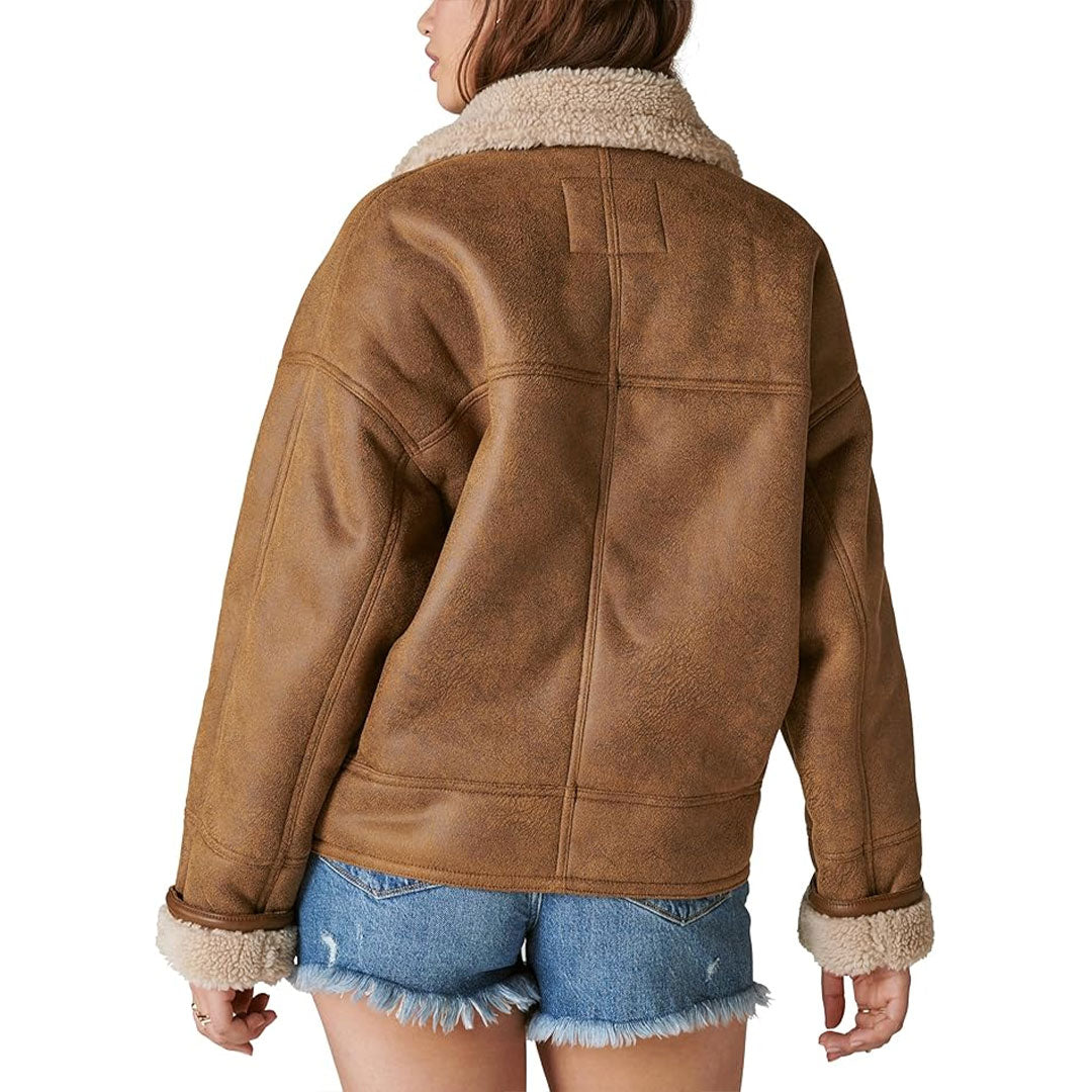 Women's Moto Shearling Fur Leather Jacket