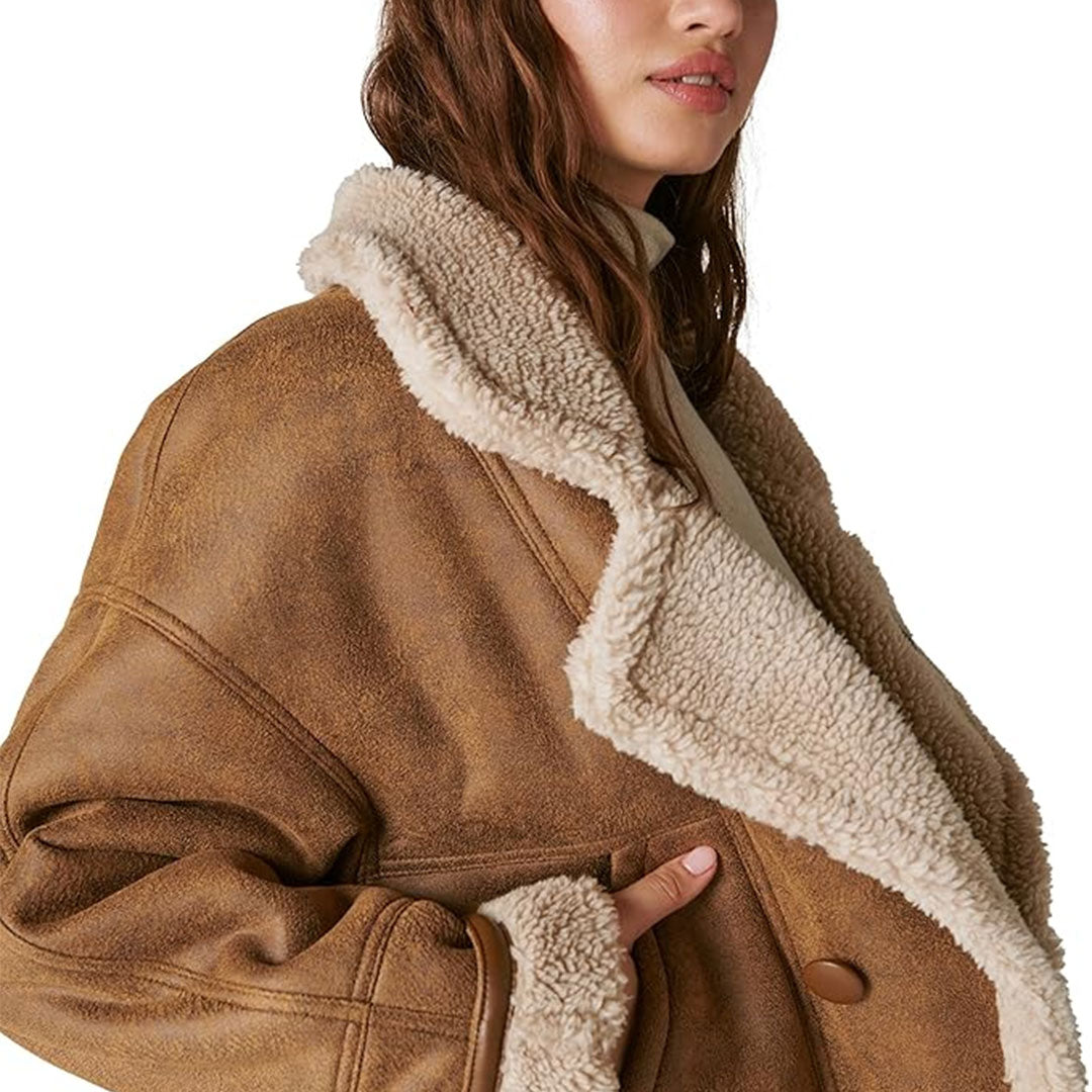 Women's Moto Shearling Fur Leather Jacket