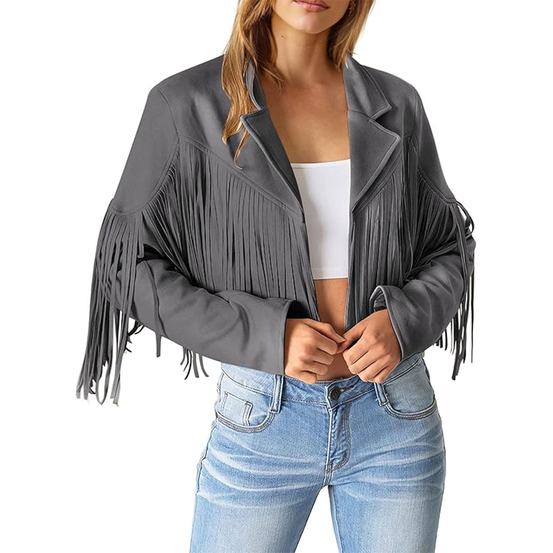 Women's Moto Fringe Suede Leather Jacket