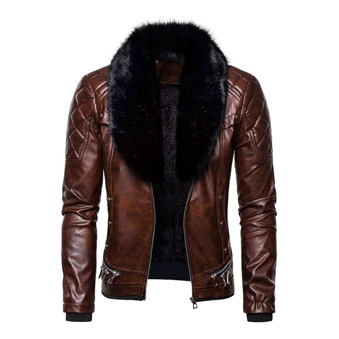 Men's Removable Fur Real Leather Jacket