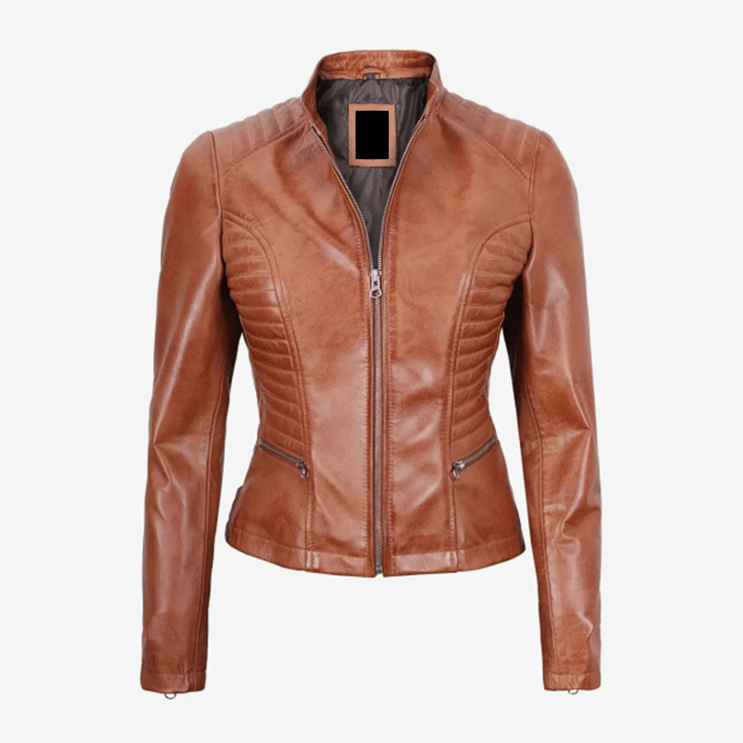 Women's Rachel Slim Fit Tan Lambskin Leather Jacket