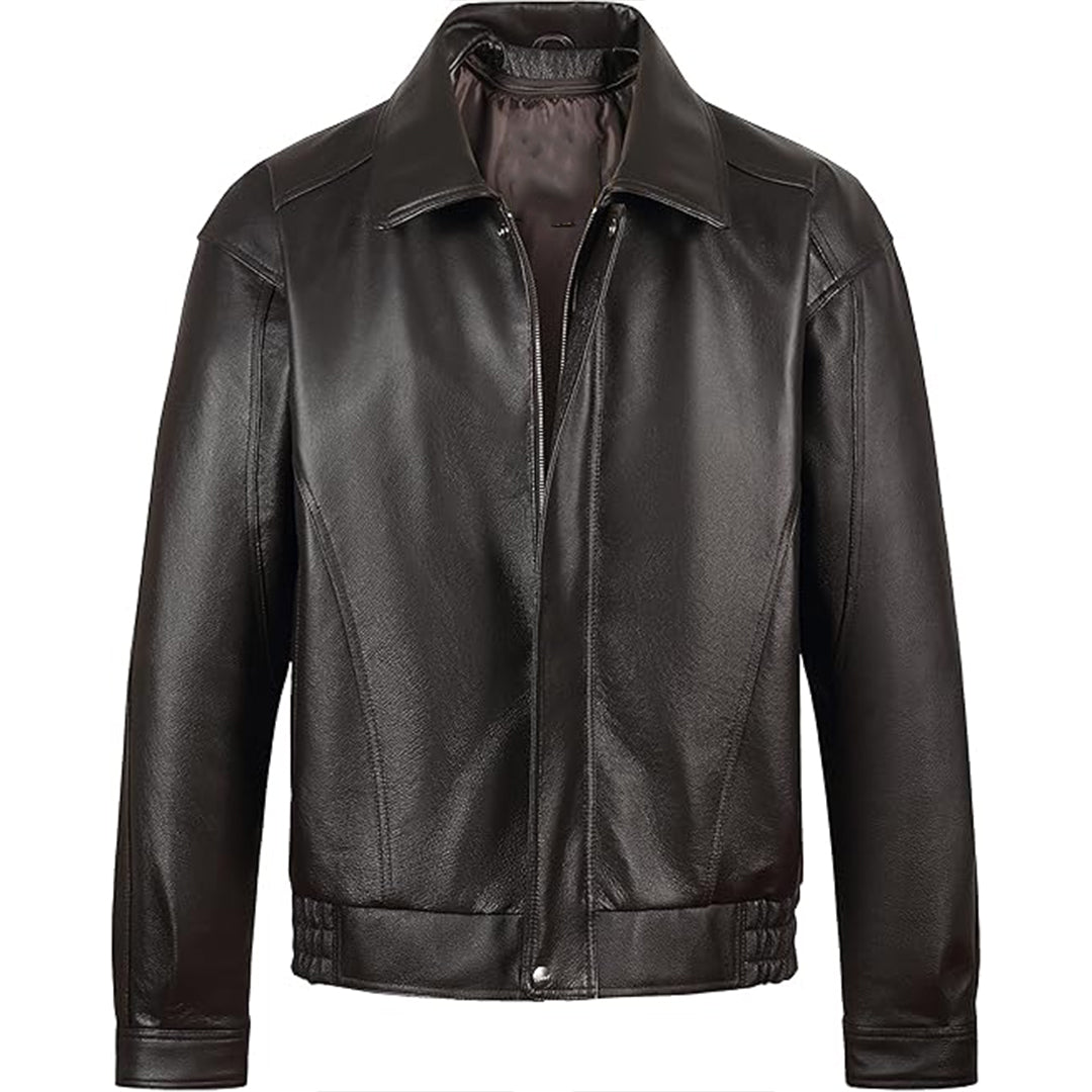 Men's American Style Bomber Genuine Leather Jacket