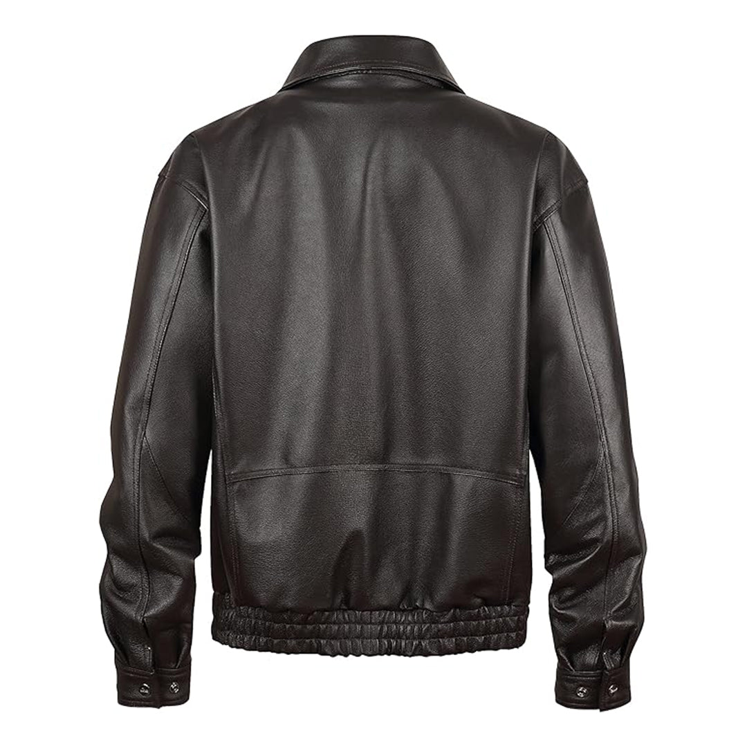 Men's American Style Bomber Genuine Leather Jacket