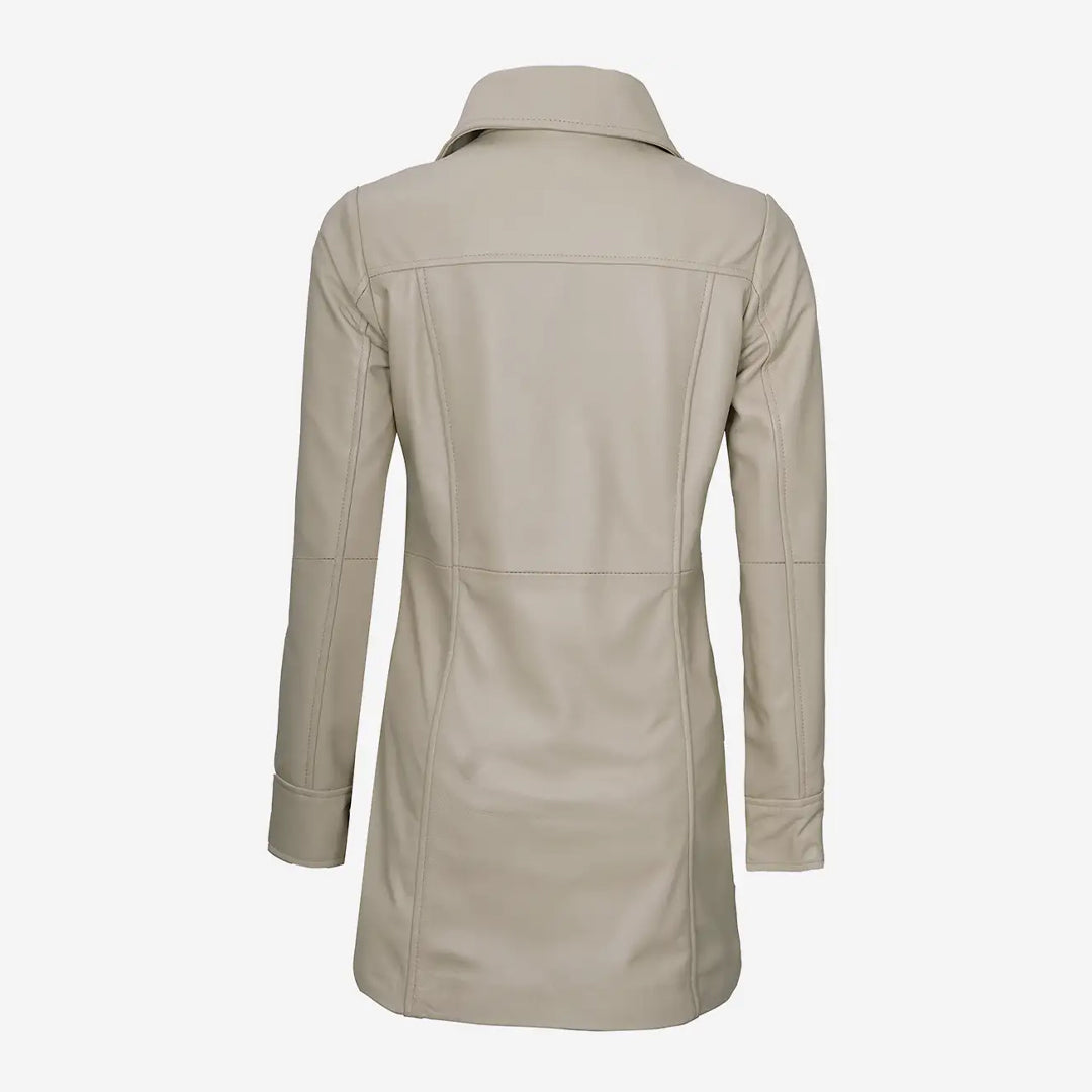 Women's Real Beige Car Leather Coat