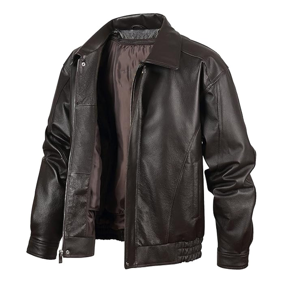 Men's American Style Bomber Genuine Leather Jacket