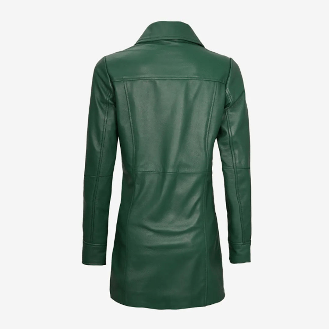 Women's Real Green Car Leather Coat