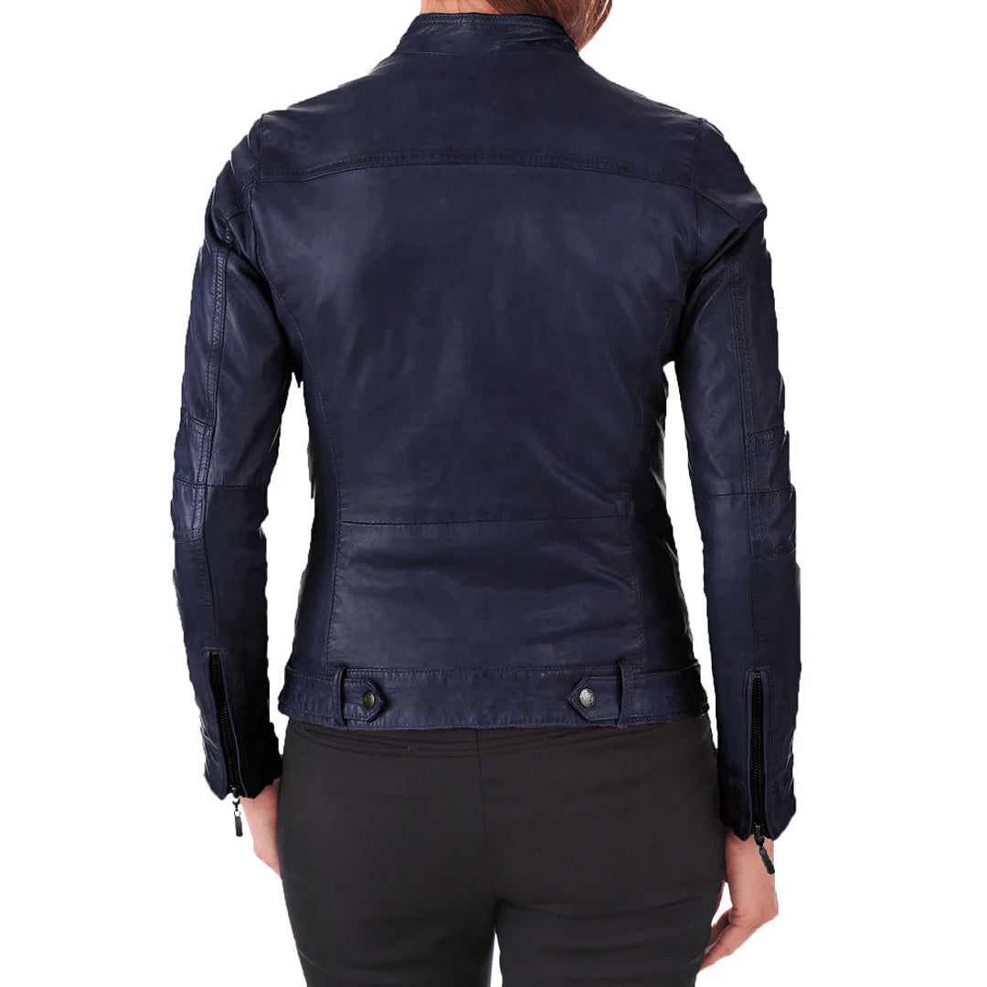 Women's Stylish Genuine Moto Jacket