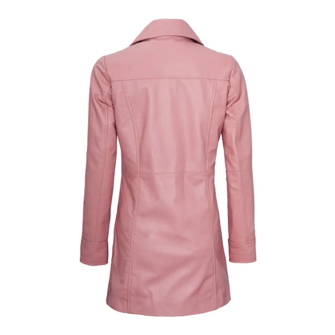 Women's Real Pink Car Leather Coat