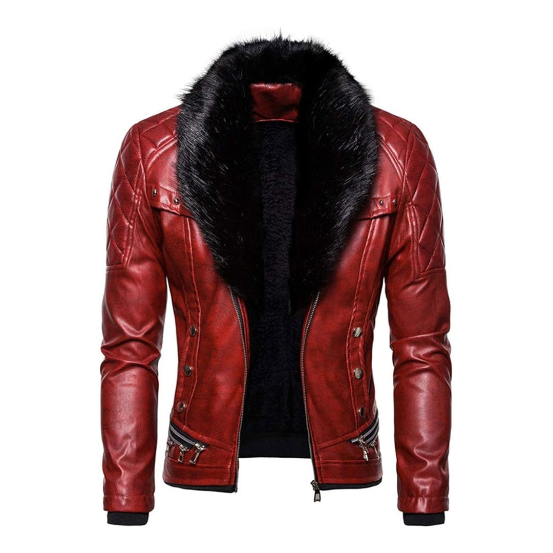 Men's Removable Fur Real Leather Jacket