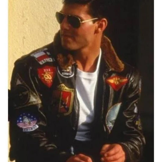 Top Gun Brown Maverick Bomber Leather Jacket