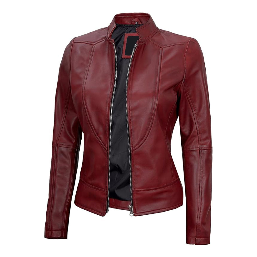 Women's Cafe Racer Real Leather Jacket