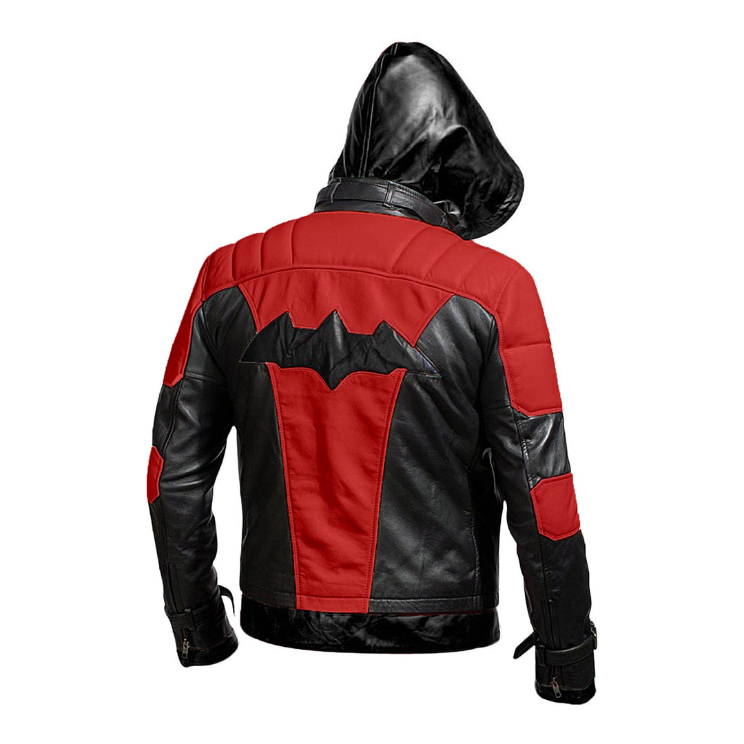 Black Batman Knight Leather Hood Jacket