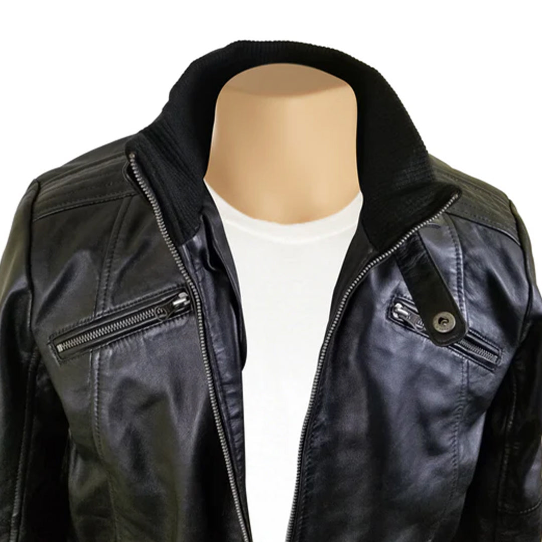 Men's Black Greig's Bomber Leather Jacket