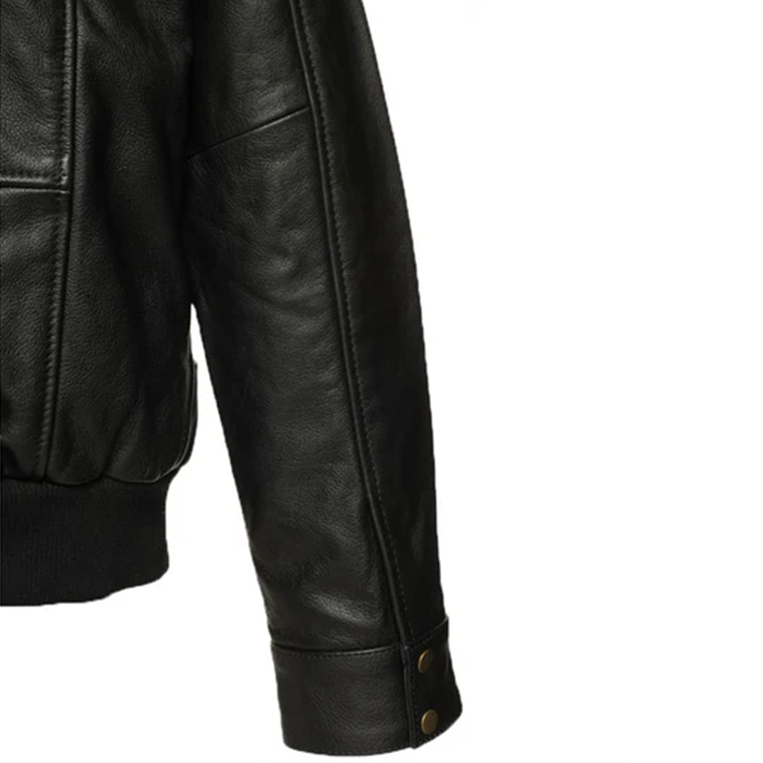 Men's Black Alaric Shearling Collar Bomber jacket