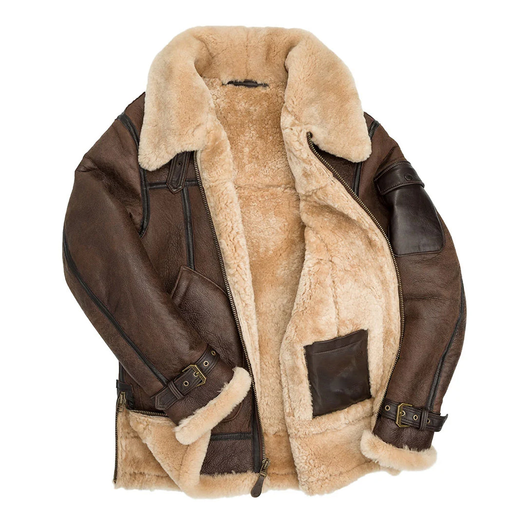 Men's Brown Super Fortress Shearling Leather Jacket