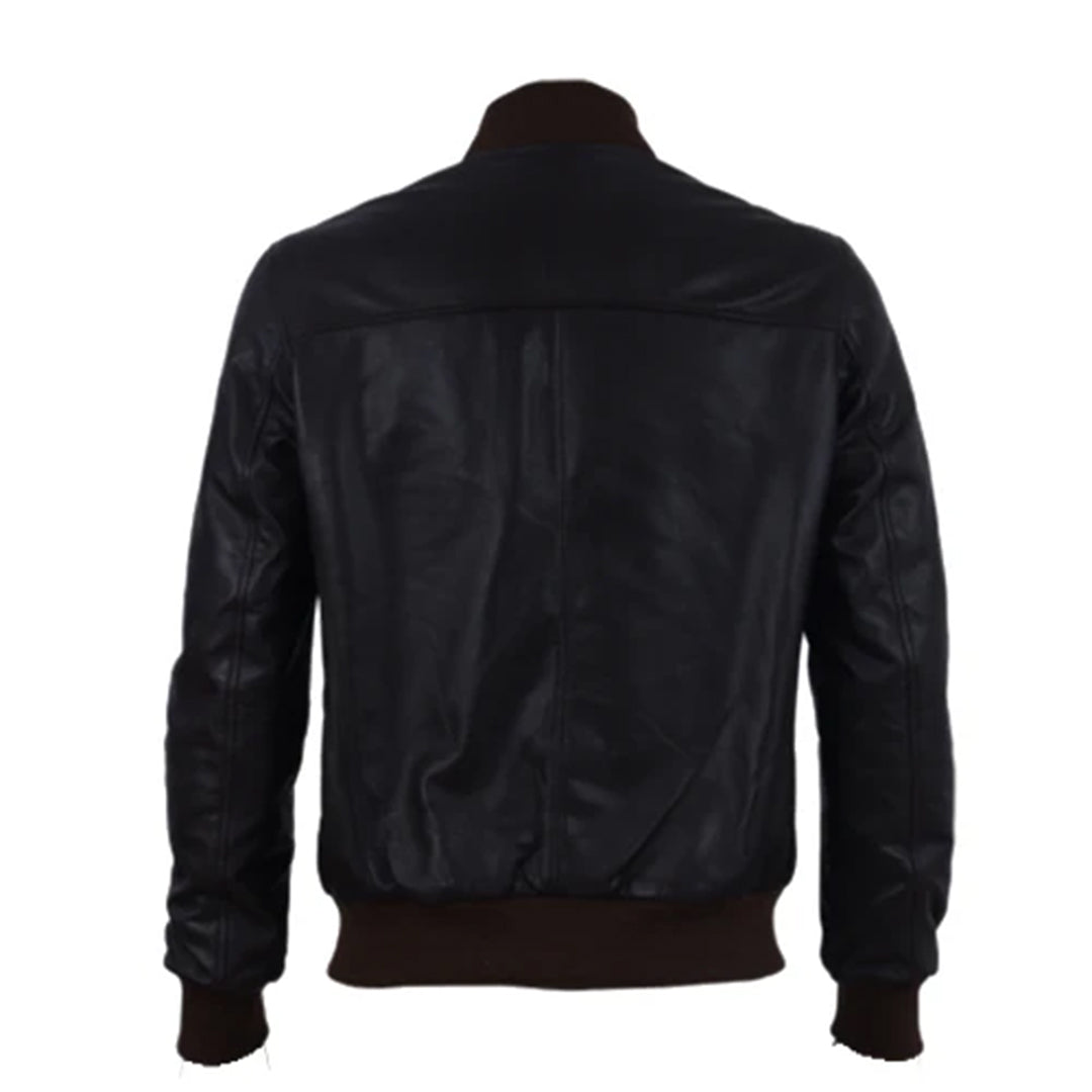 Men's Black Gage Bomber Leather Jacket