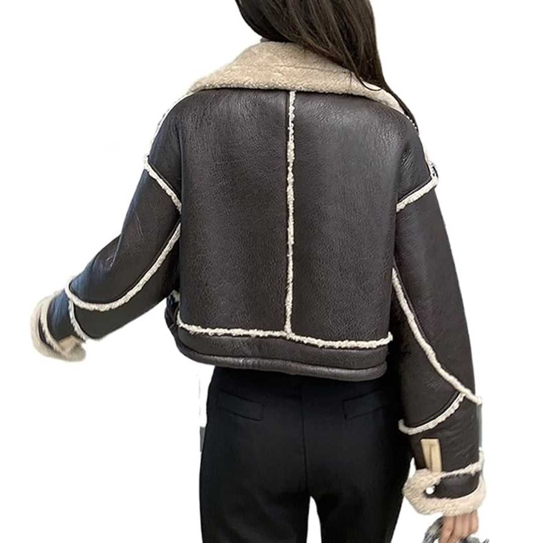 Women's Stylish High Quality Original Leather Cropped Jacket