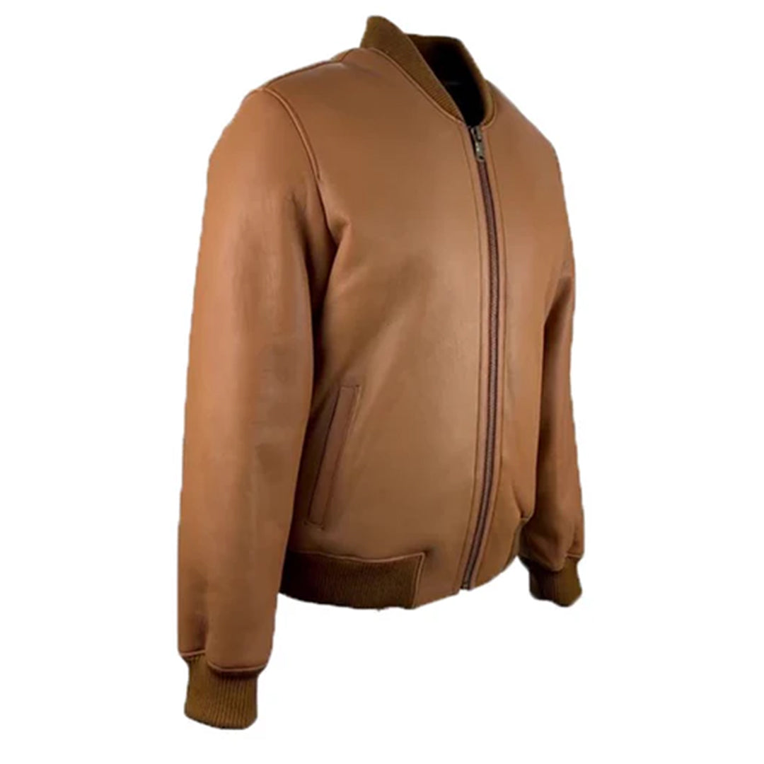 Men's Tan Jonathan Bomber Leather Jacket