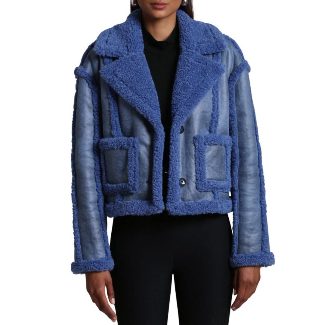 Women's Blue Original Fur Cropped Jacket