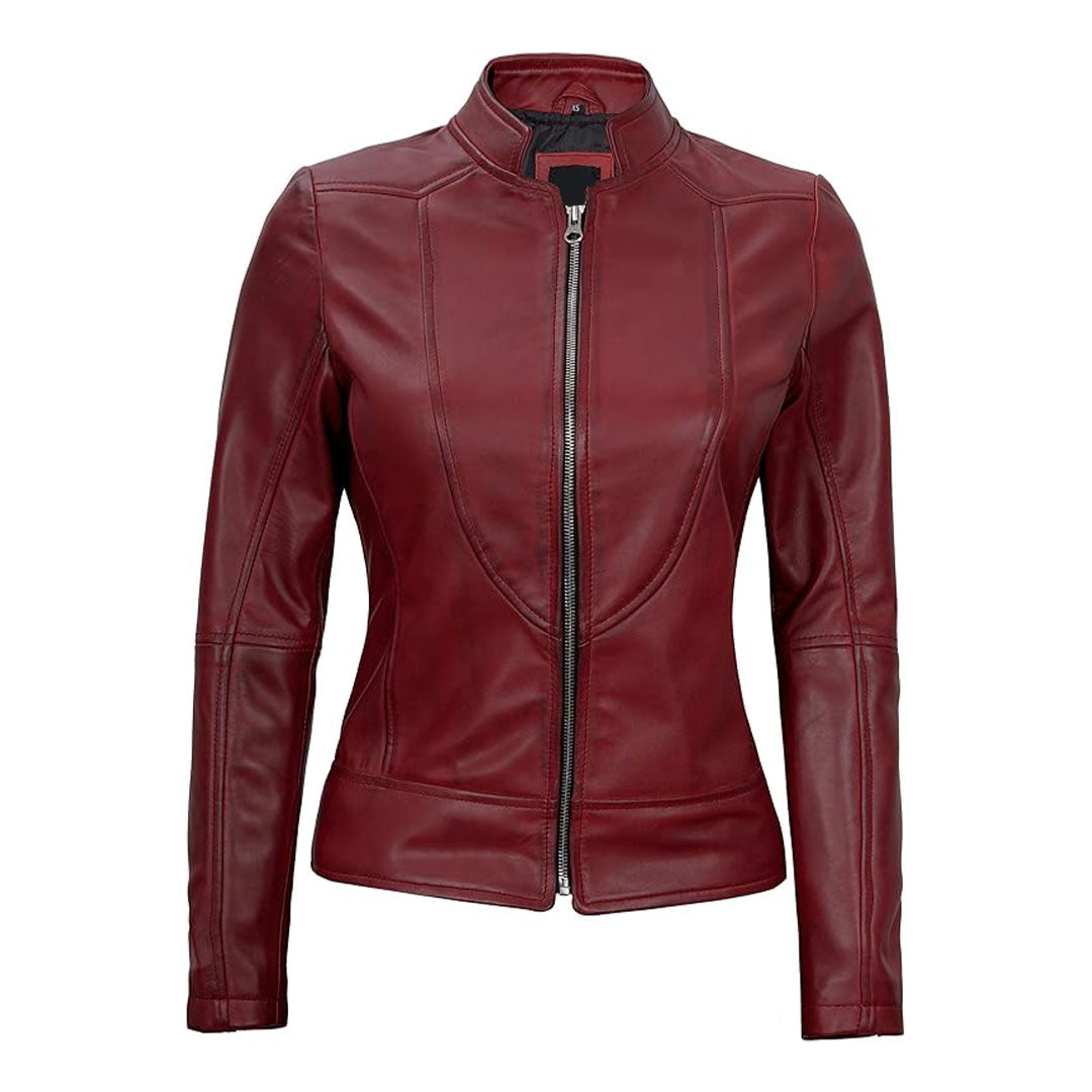 Women's Cafe Racer Real Leather Jacket