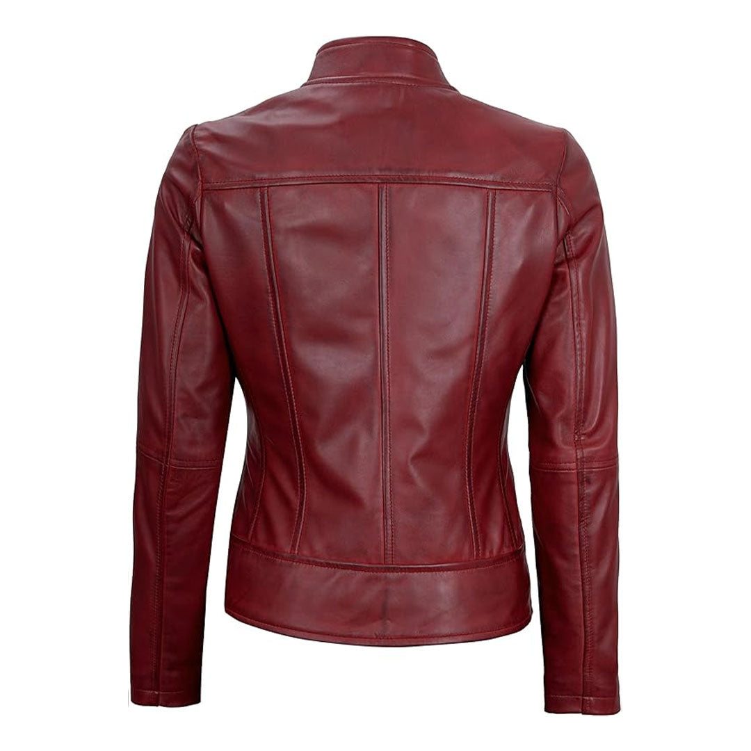 Women's Cafe Racer Real Leather Jacket