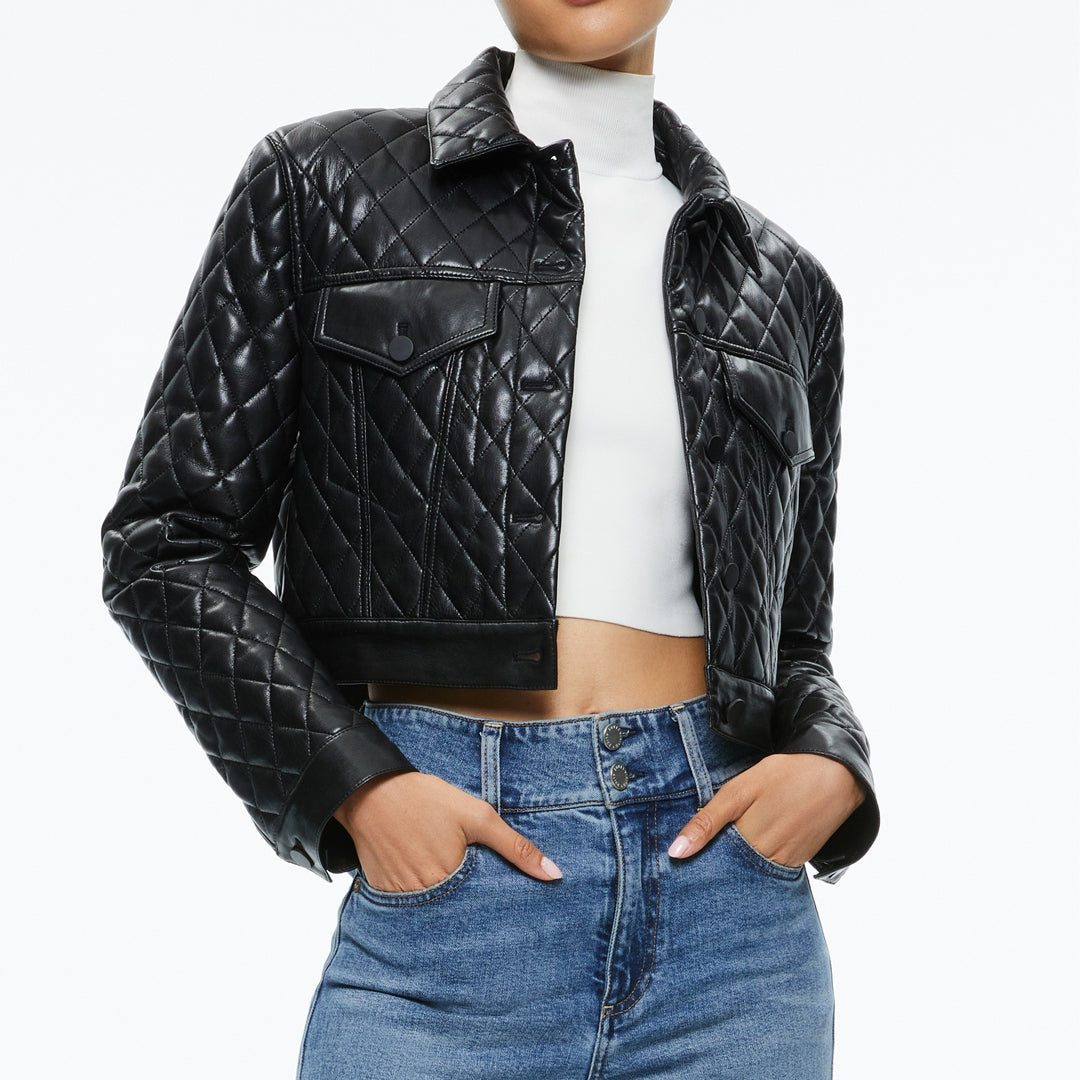 Women's Diamond Quilted Design Original Cropped Jacket