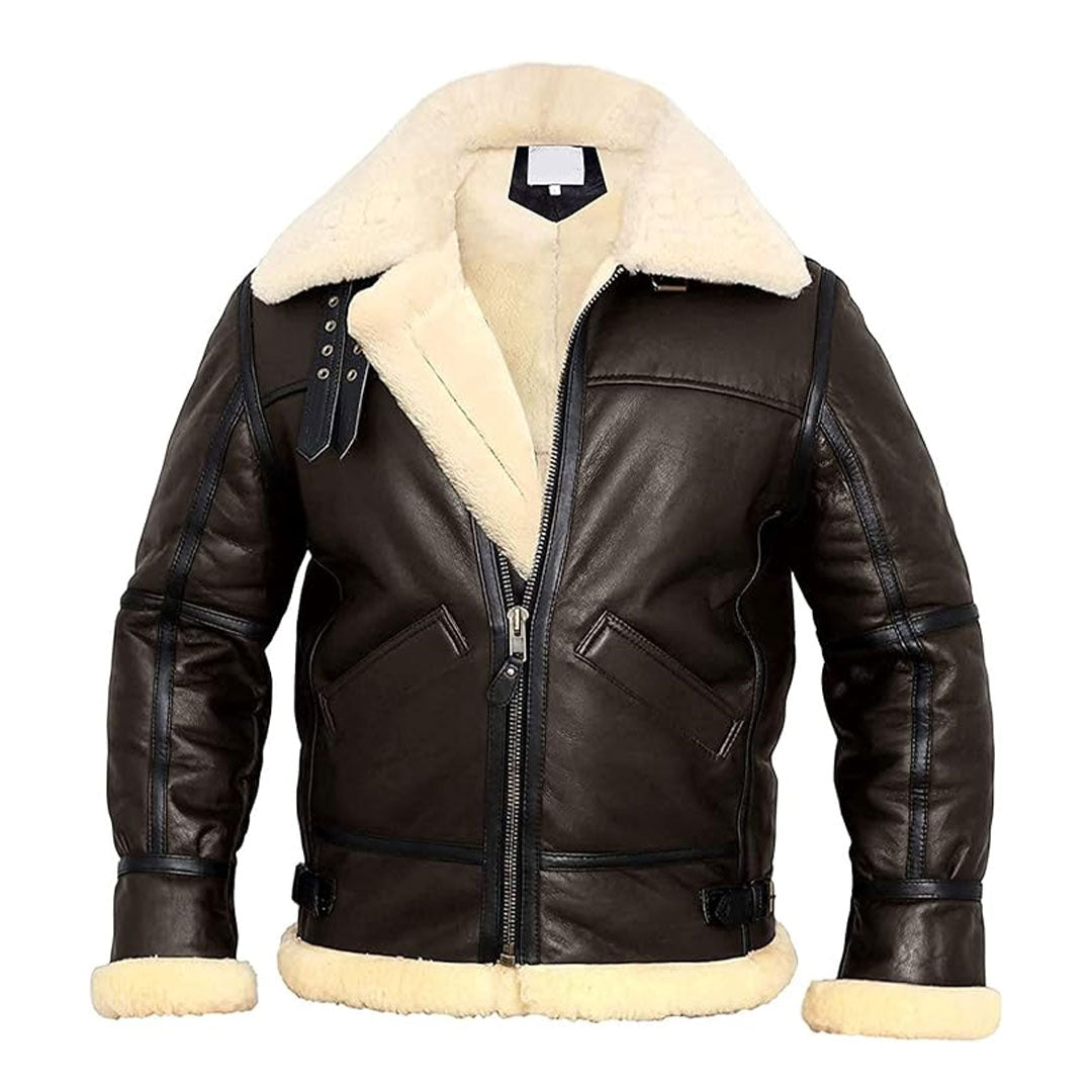 Men's Aviator Real Shearling Fur Leather Jacket