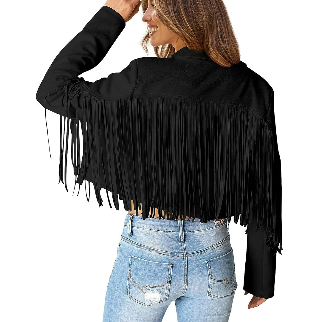 Women's Fringed Suede Leather Cropped Jacket