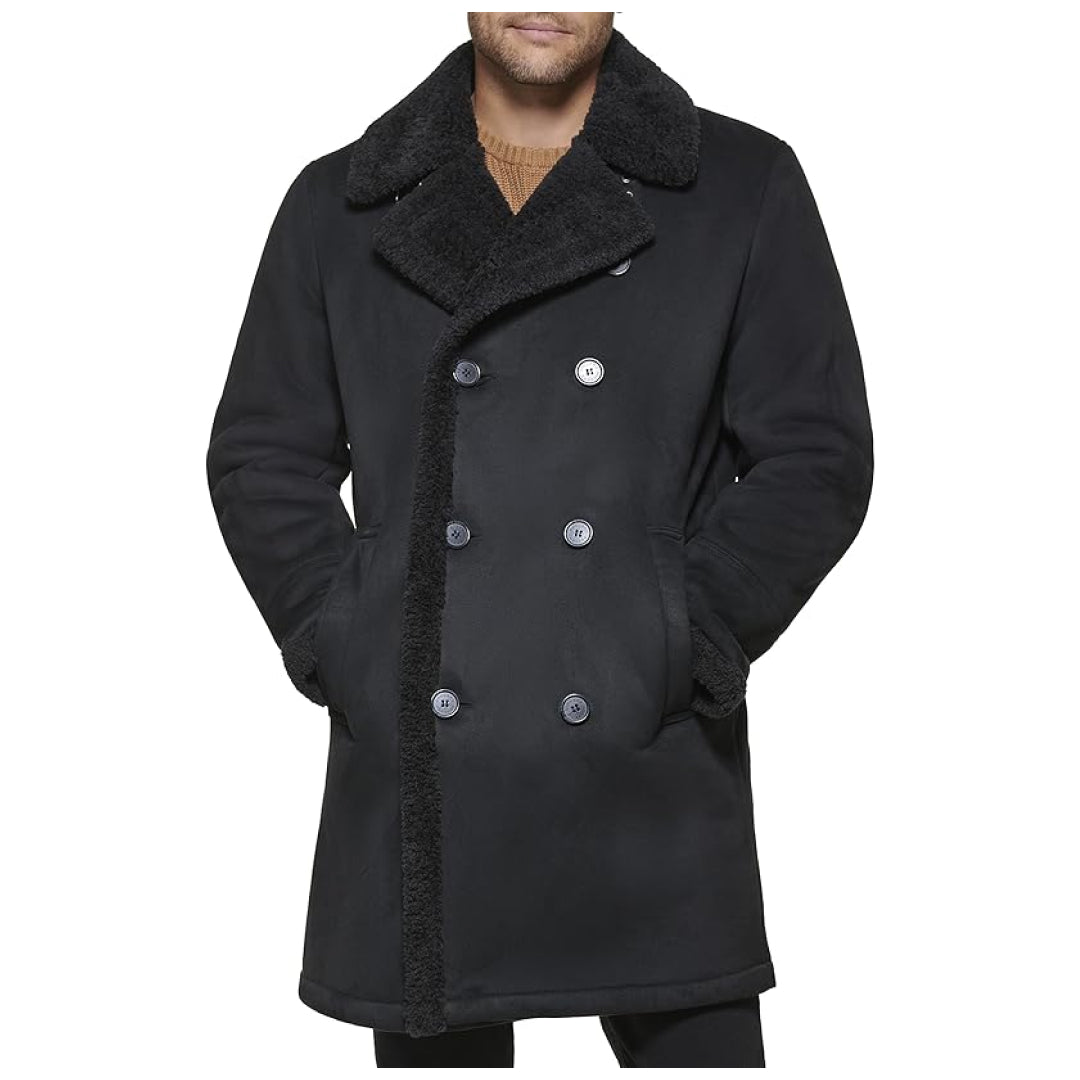 Men's Black Dockers Faux Shearling Leather Coat