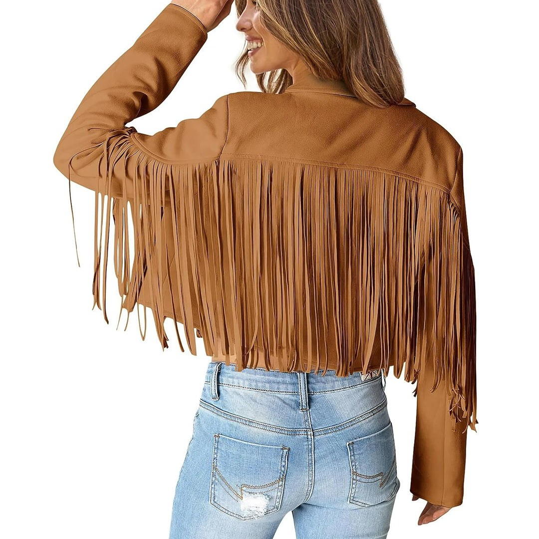 Women's Fringed Suede Leather Cropped Jacket