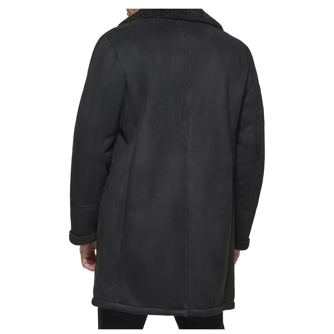 Men's Black Dockers Faux Shearling Leather Coat