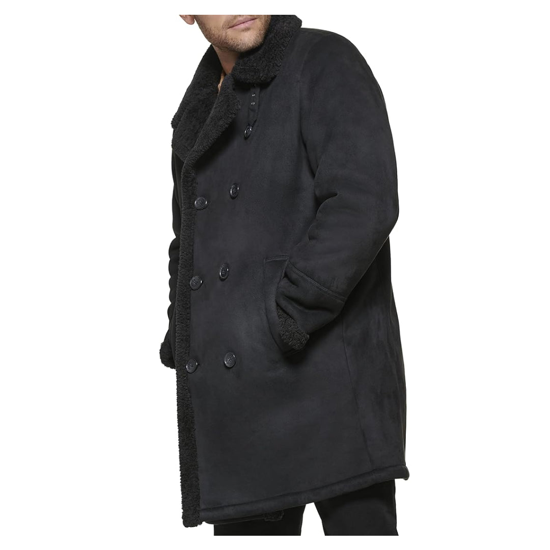 Men's Black Dockers Faux Shearling Leather Coat