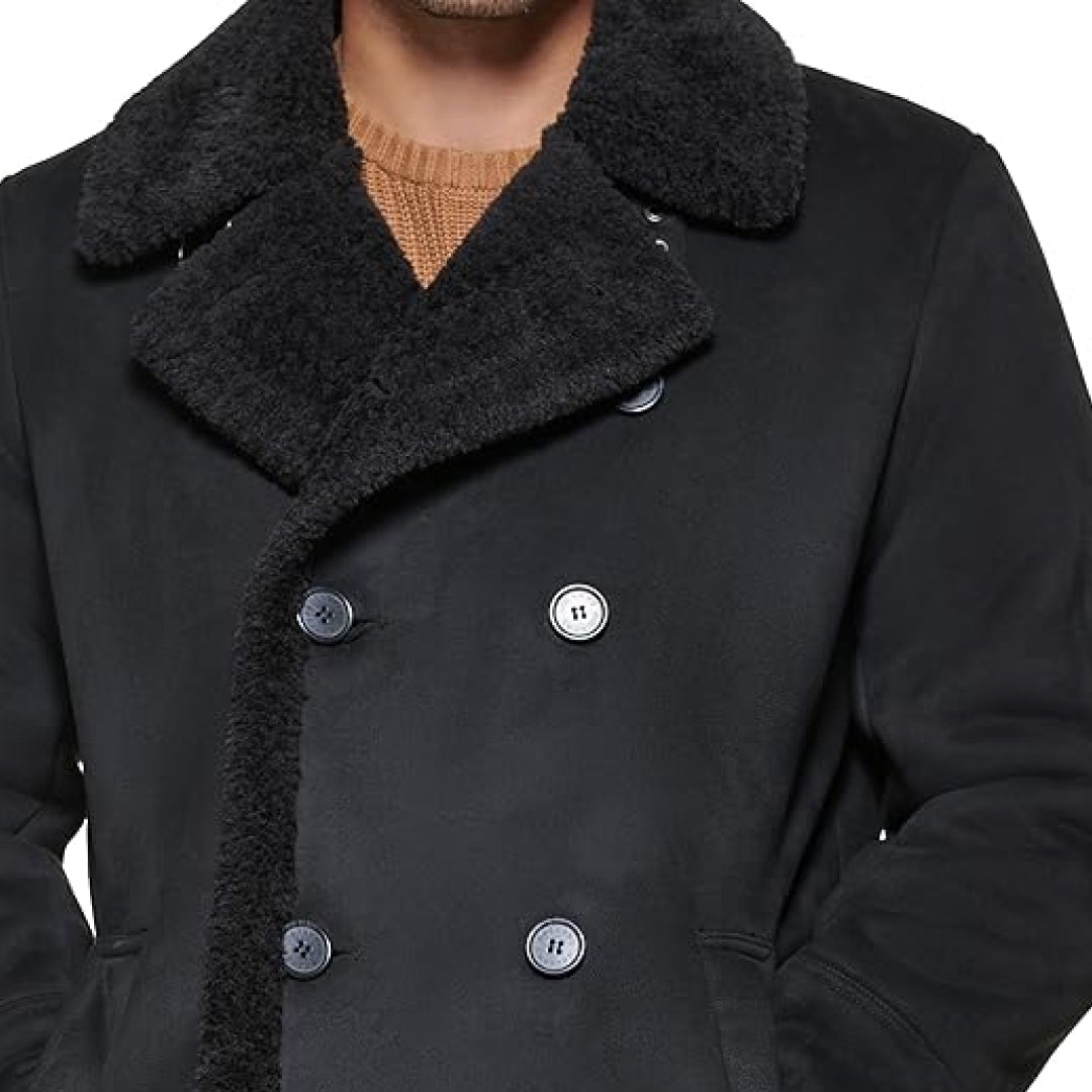 Men's Black Dockers Faux Shearling Leather Coat