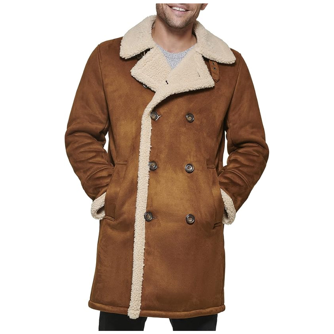 Men's Brown Dockers Faux Shearling Leather Coat