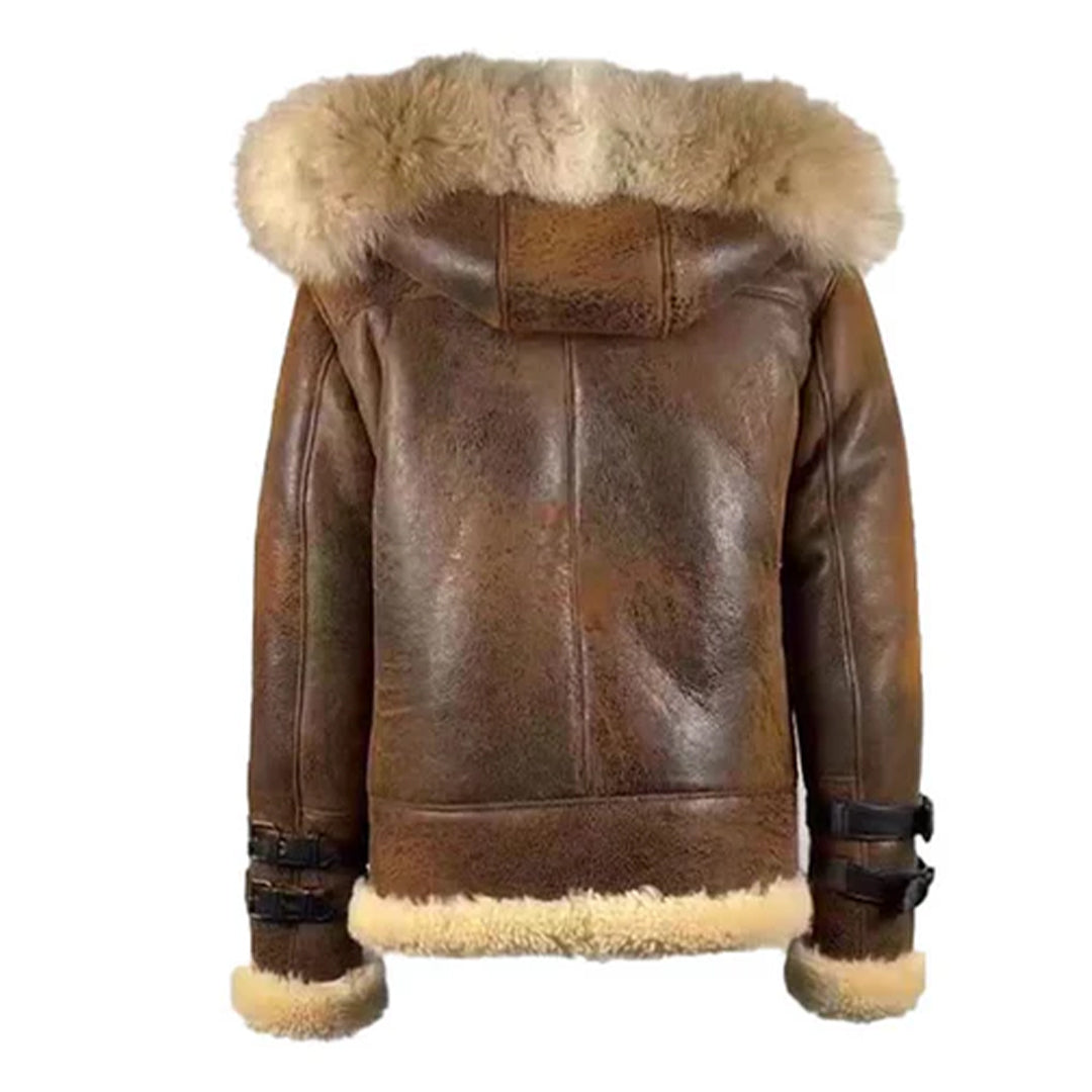 Men's Brown Rocco Distressed Shearling Leather Jacket