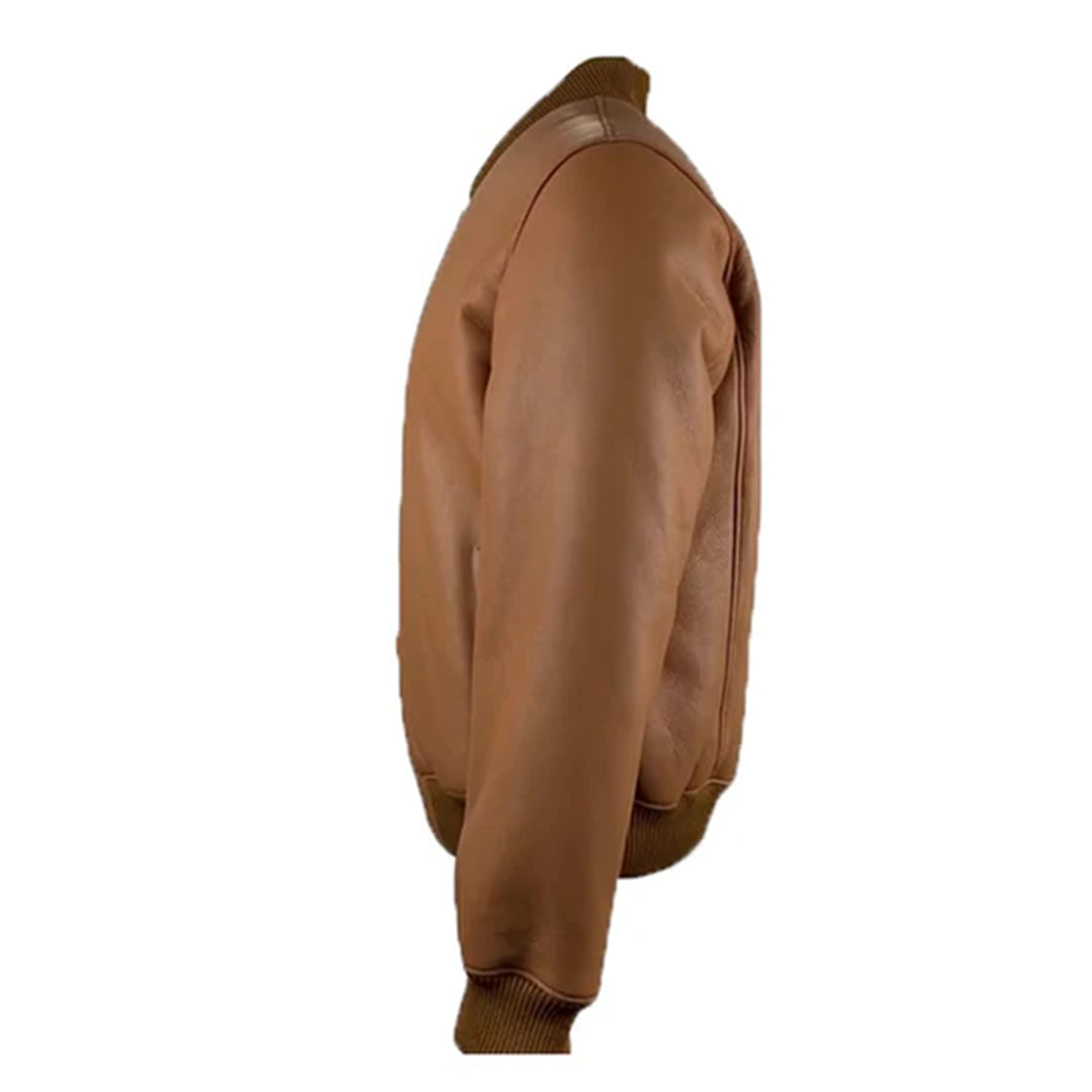 Men's Tan Jonathan Bomber Leather Jacket