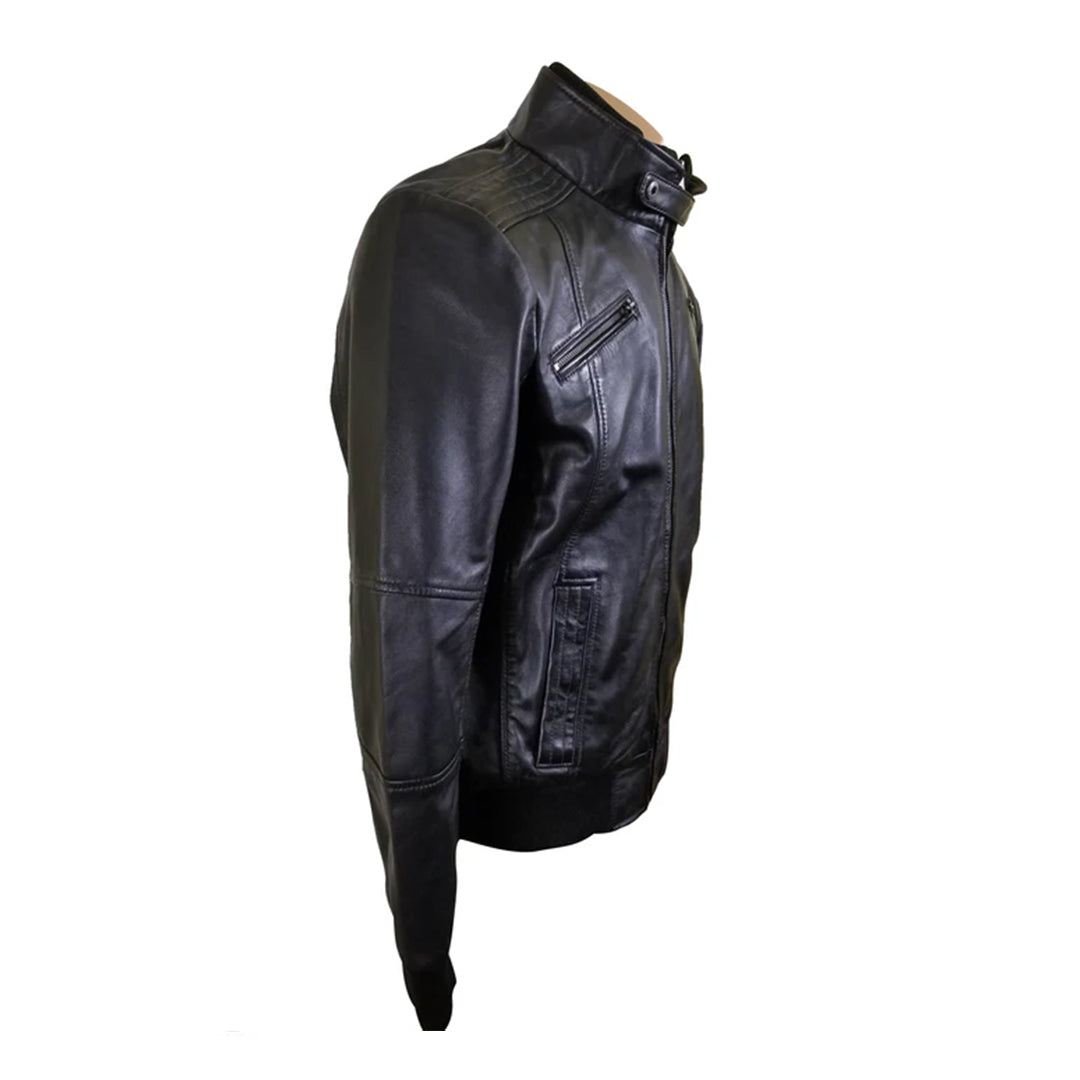 Men's Black Greig's Bomber Leather Jacket