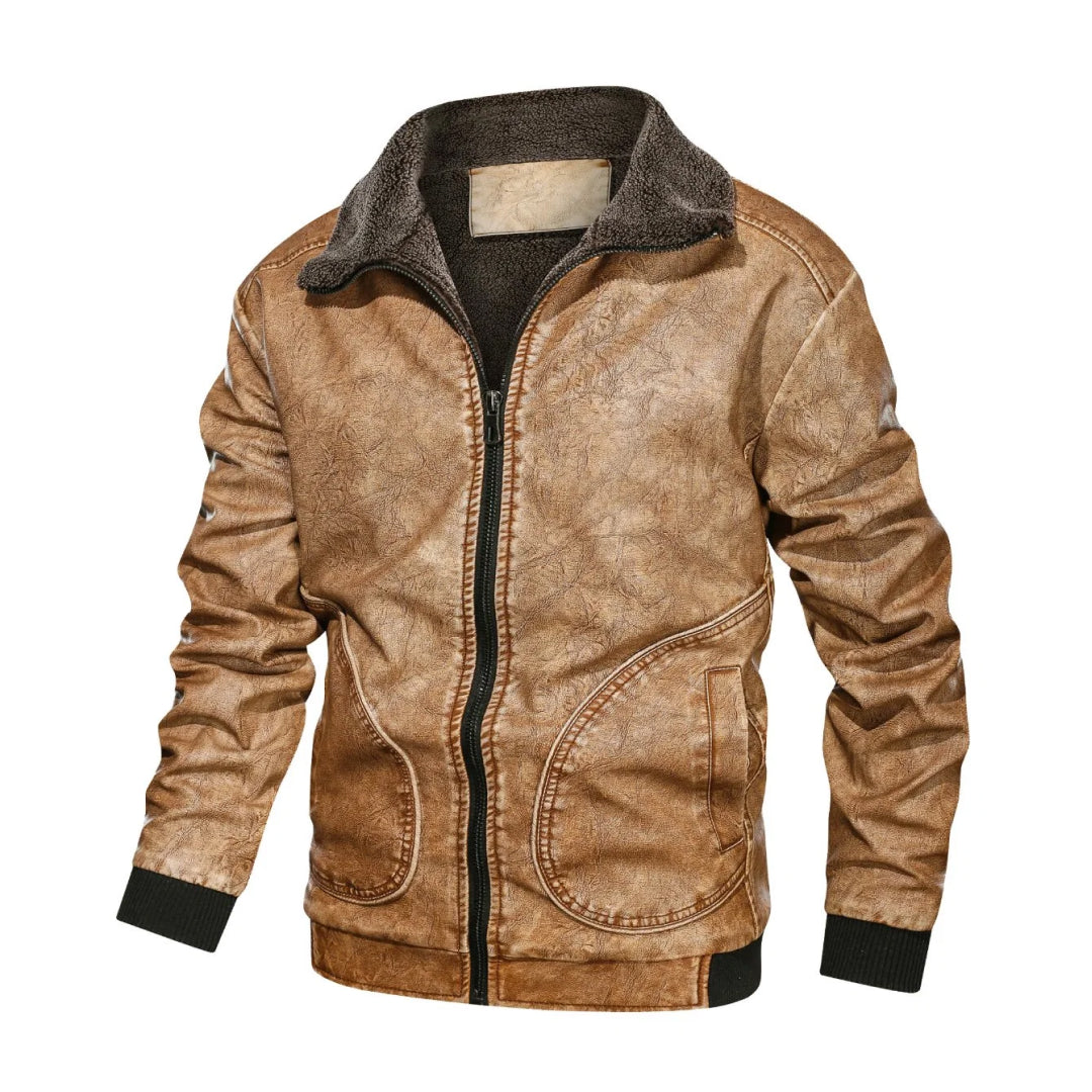 Men's Motorcycle Windproof Genuine Leather Jacket