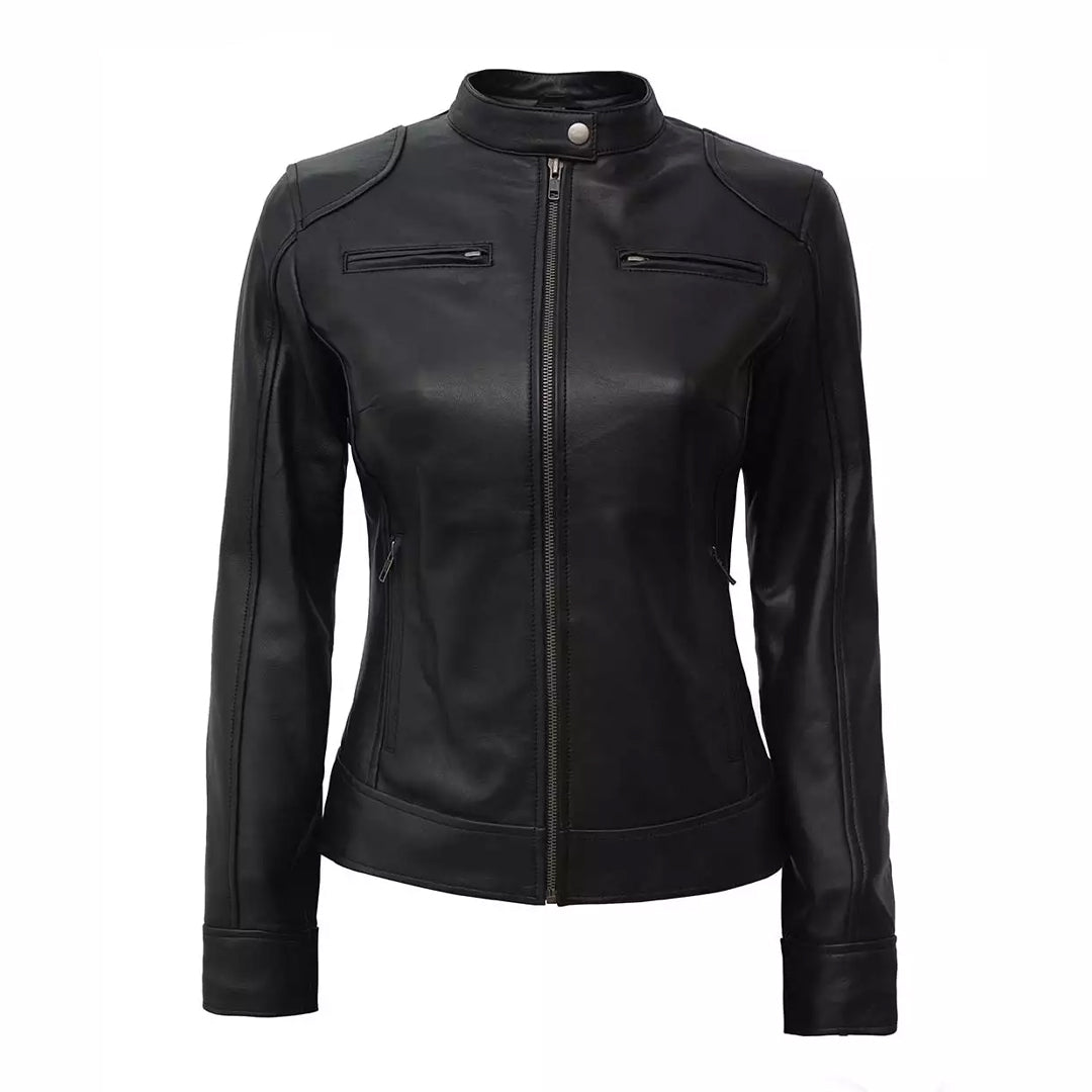 Women's Real Premium Biker Black Leather Jacket