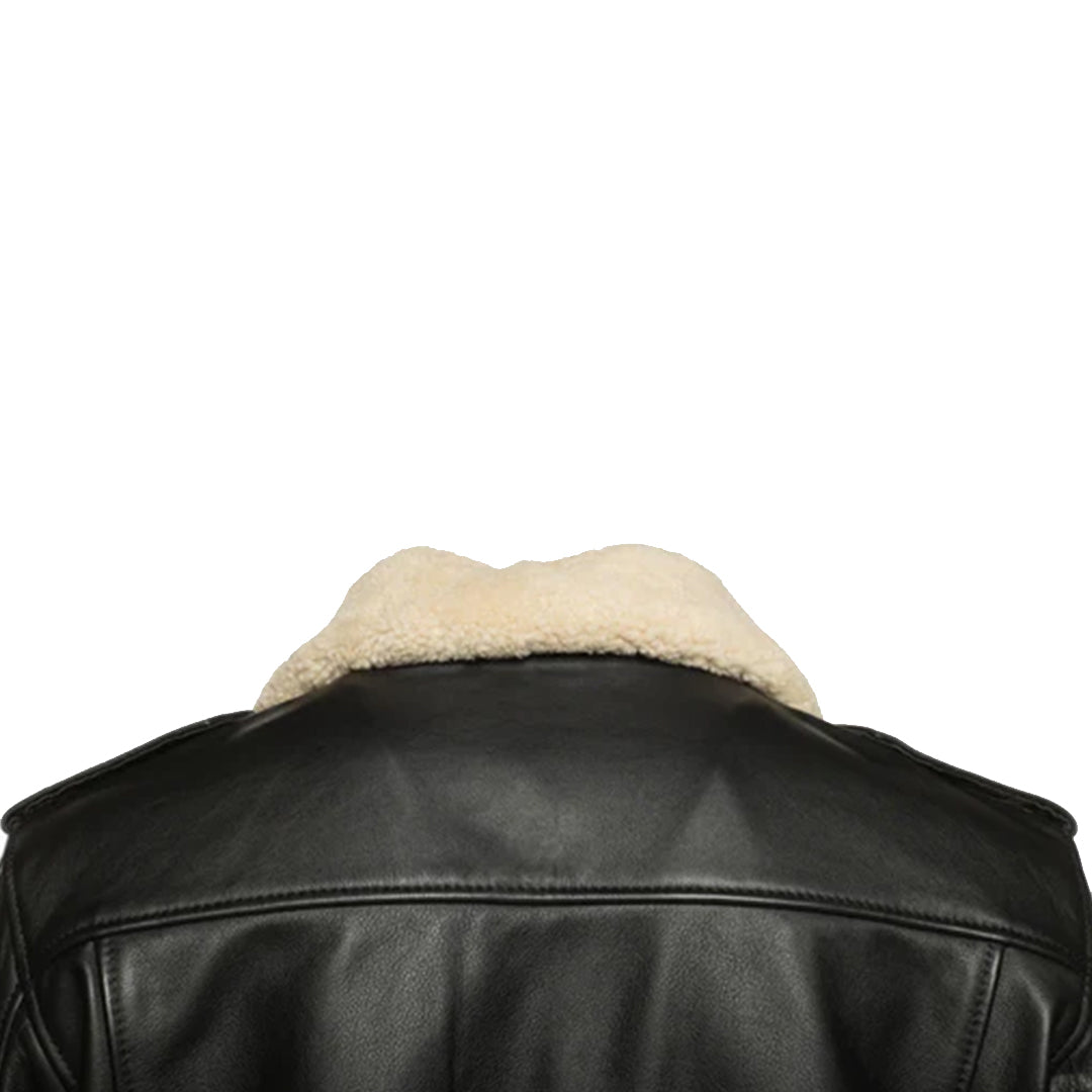 Men's Black Alaric Shearling Collar Bomber jacket