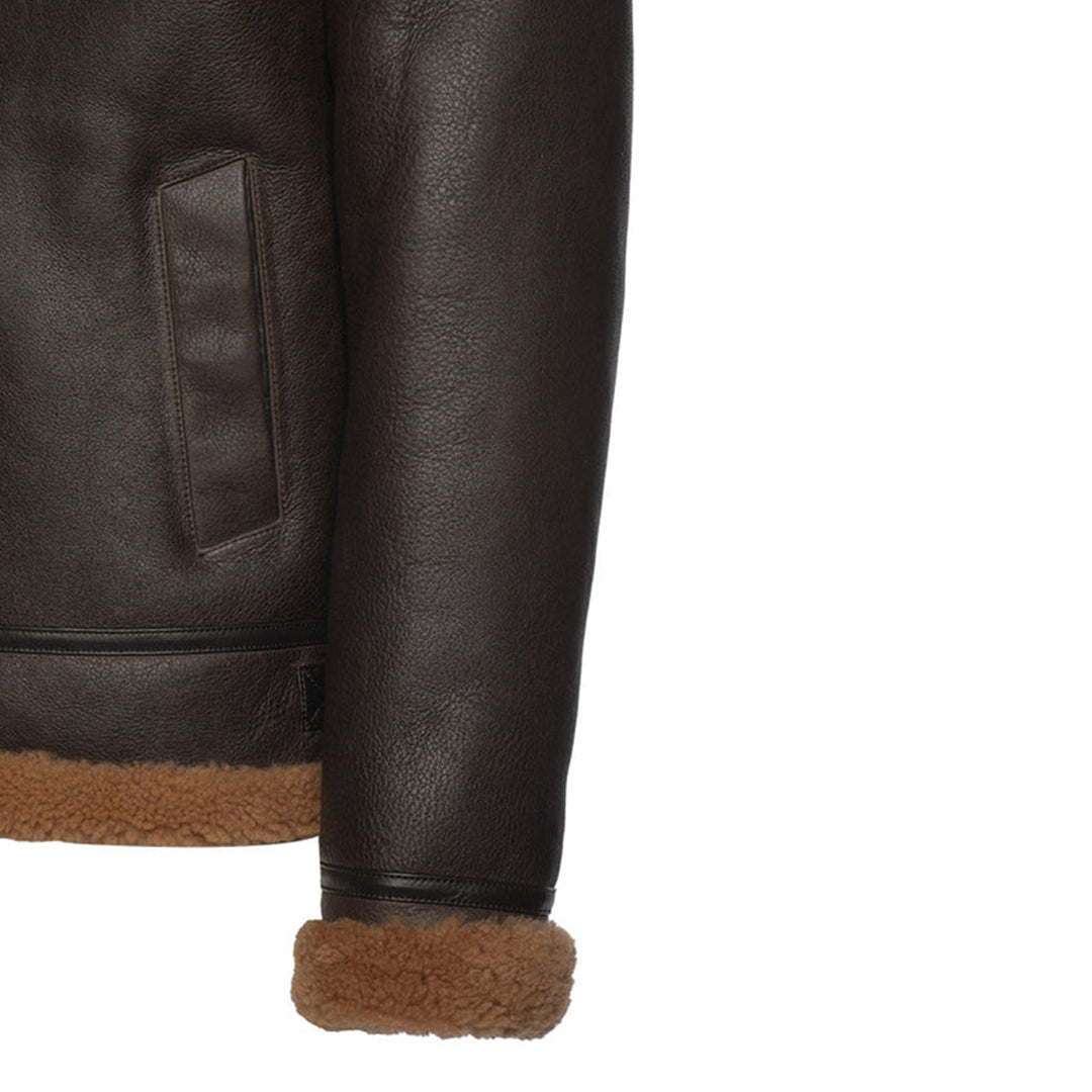 Men's Brown Rob Bomber Shearling Jacket