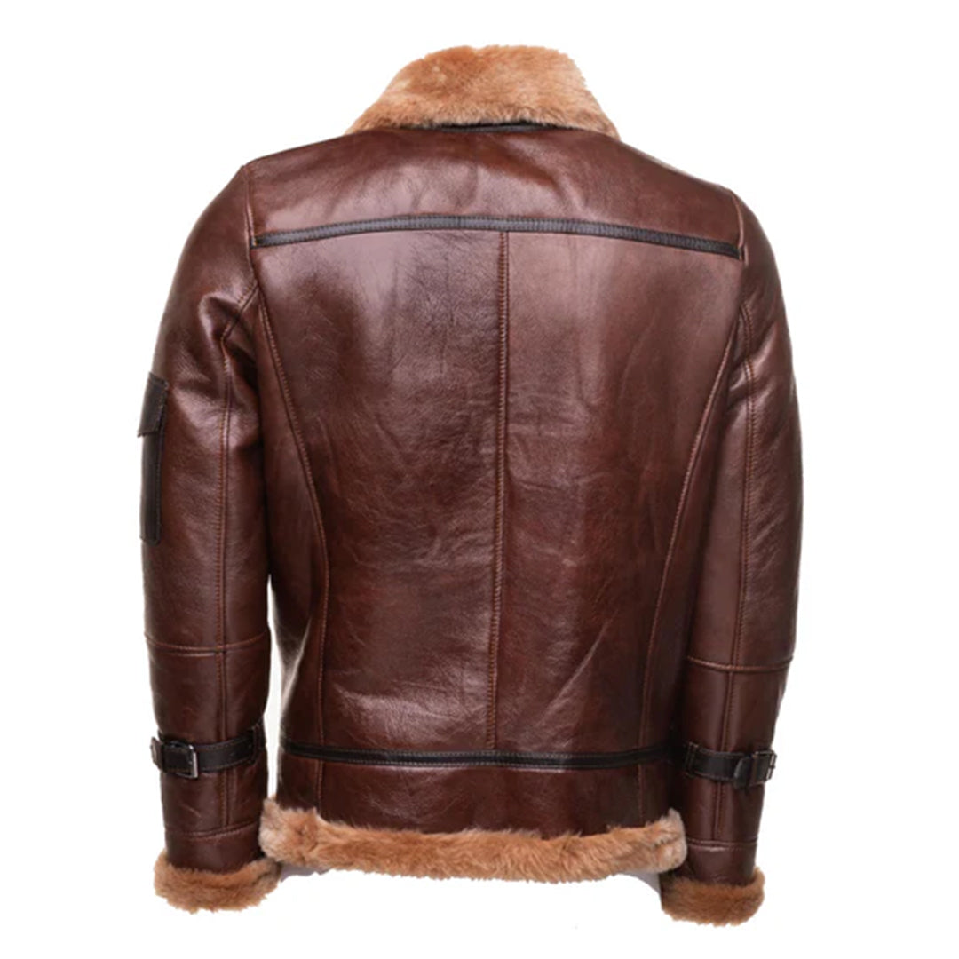 Men's Brown Esa Bomber Shearling Jacket