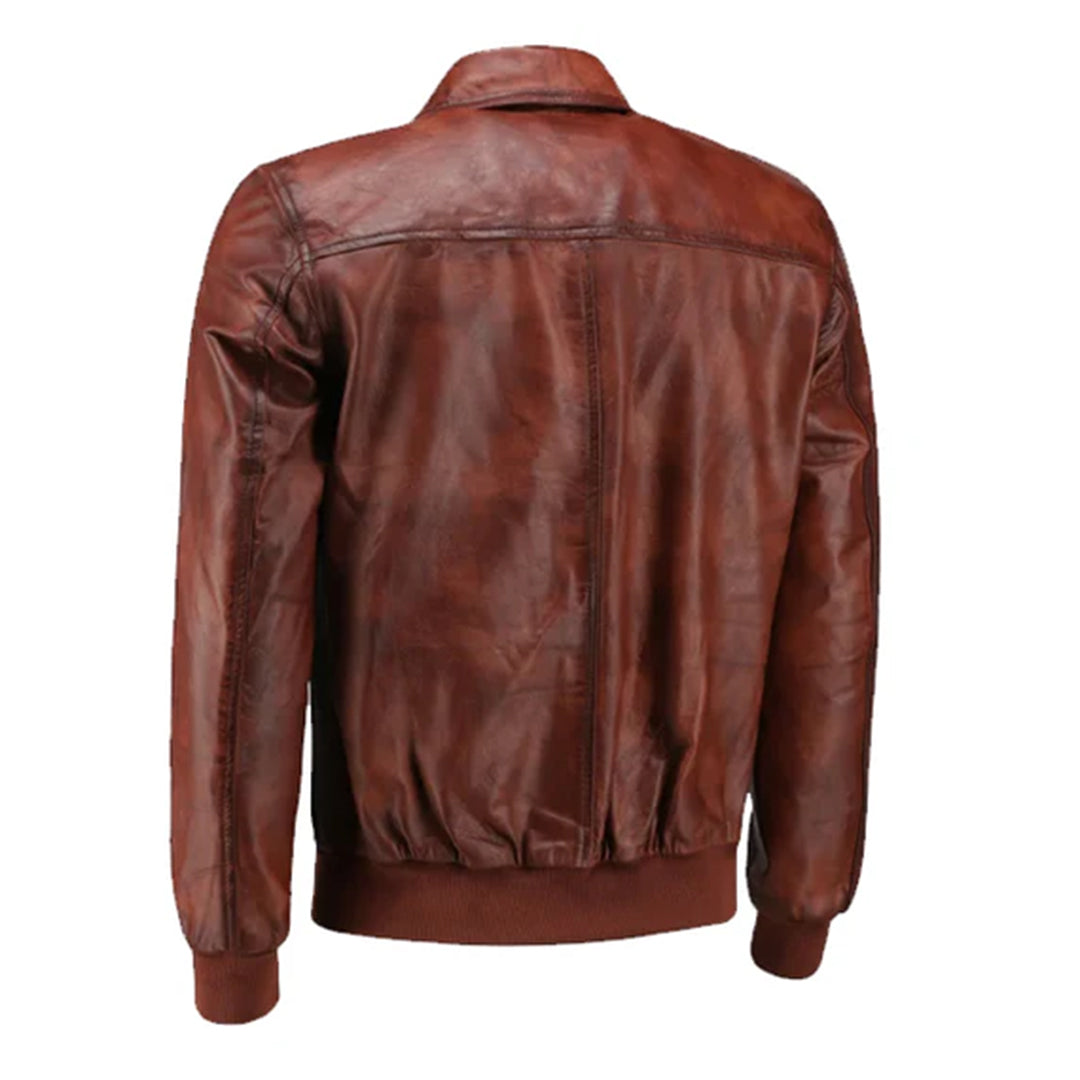 Men's Brown Boyd's Rust Bomber Leather Jacket