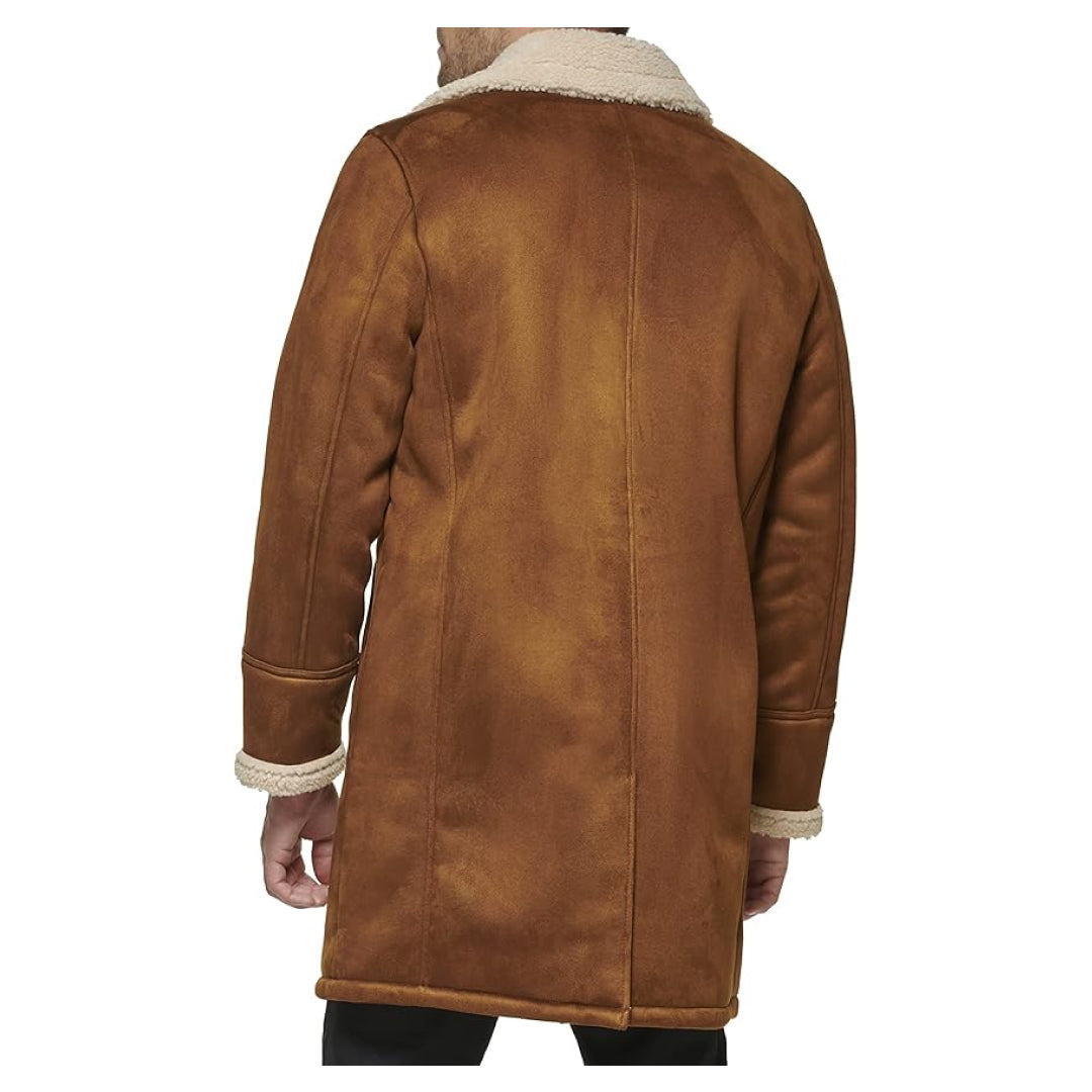 Men's Brown Dockers Faux Shearling Leather Coat