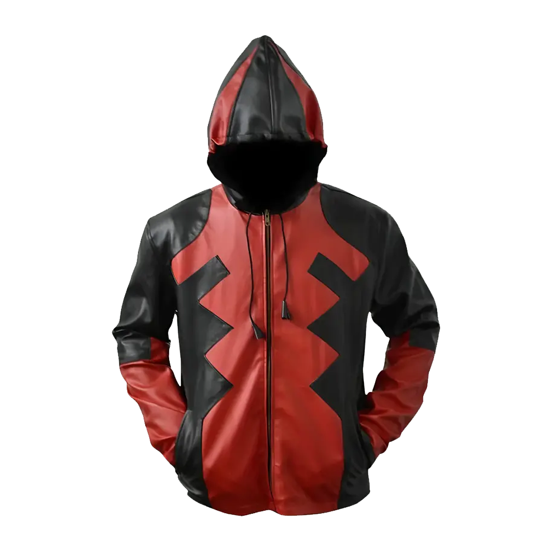 Deadpool Game Red Leather Hooded Jacket