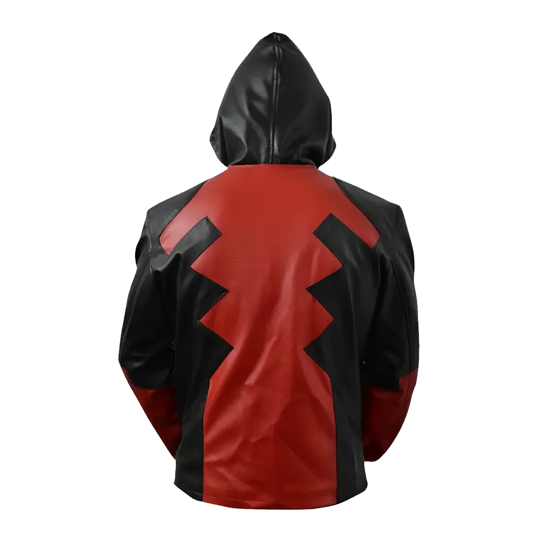 Deadpool Game Red Leather Hooded Jacket