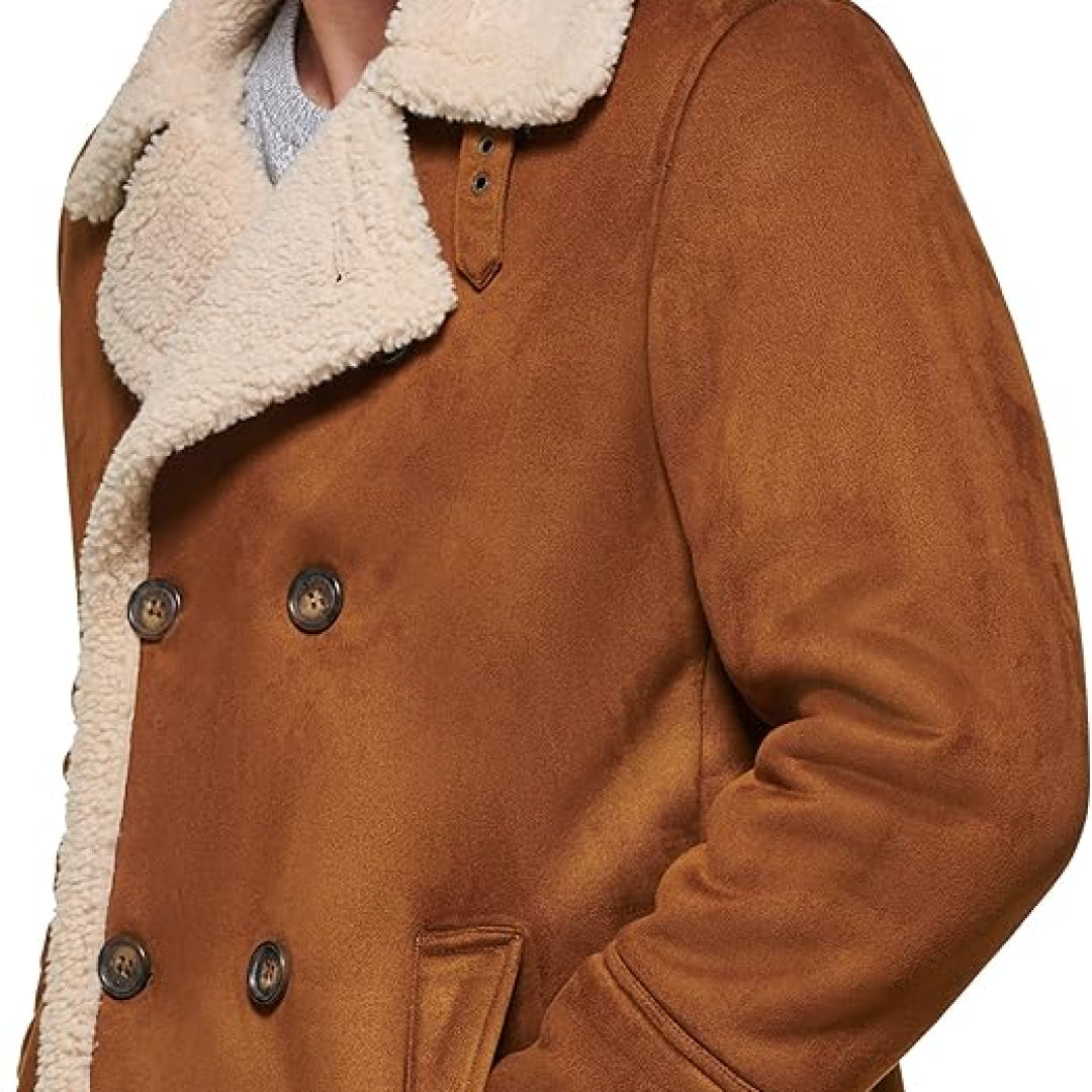 Men's Brown Dockers Faux Shearling Leather Coat